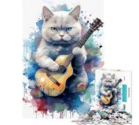 Puzzle de 1000 pièces pour Adultes Chat British Shorthair Jouet éducatif et ludique pour Toute la Famille Décoration idéale Cadeau d'anniversaire (Dimensions 38x52cm)