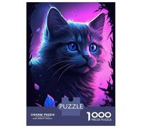 Puzzle de 1000 pièces pour adultes Chat Chaton Violet Lueur Jeunes Puzzles Jeux de Famille Difficile Difficile Interaction Parent-Enfant 38 x 26 cm/1000 pièces