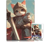 Puzzle de 1000 pièces pour Adultes - Chat Chevalier - Casse-tête Amusant et éducatif pour Toute la Famille - Dimensions : 38x26cm