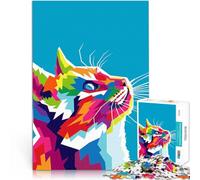 Puzzle de 1000 pièces pour Adultes Chat coloré Pop Art Jeu Familial Anti-Stress Défi Difficile Œuvre d'art 38x52cm