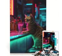 Puzzle de 1000 pièces pour Adultes Chat Commandant du Lait, décoration Murale, modèle à Assembler, Cadeau pour Les Amis et la Famille 50x75cm