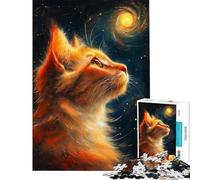Puzzle de 1000 pièces pour Adultes Chat contemplant la Galaxie Art numérique Jeu de réflexion et de logique Idée Cadeau Originale pour Un Anniversaire ou Noël (50x75cm)