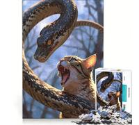 Puzzle de 1000 pièces pour Adultes Chat Contre Serpent, Jeu éducatif, défi Difficile, renforce Les Liens d'amour Entre Les Couples 38x26cm