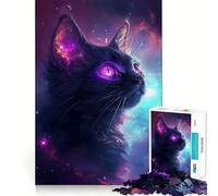 Puzzle de 1000 pièces pour Adultes Chat dans la Galaxie Pièces aux découpes nettes Jeu de réflexion et de Calme Scène de Noël Artistique (38x26cm)