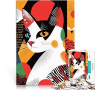Puzzle de 1000 pièces pour Adultes Chat dans l'art géométrique Jouets de Jeu pour Cadeau Familial décoration Murale 75x50cm