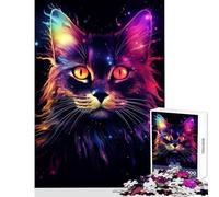 Puzzle de 1000 pièces pour Adultes Chat dans Un Univers psychédélique Jeu Anti-Stress Cadeau d'anniversaire Jeu éducatif Réduction du Stress Dimensions 38x26cm
