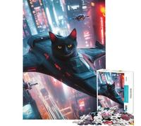 Puzzle de 1000 pièces pour Adultes Chat dans Un Vaisseau Spatial Jeu éducatif et ludique Défi Stimulant Idée Cadeau (Dimensions 38x26cm)