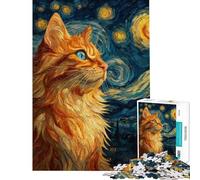 Puzzle de 1000 pièces pour Adultes Chat dans Une Nuit étoilée pour Les Amateurs de Jeux vidéo (38x26cm) Jeu de Construction pour Adultes Analyse et logique Cadeau Parfait pour Les Gamers