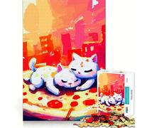 Puzzle de 1000 pièces pour Adultes Chat dans Une Pizza Jeu de Loisirs créatifs aux Bords Fins Jeu cognitif et Relaxant Décoration Murale de Noël (38x26cm)