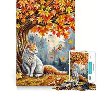 Puzzle de 1000 pièces pour Adultes Chat d'automne et Papillon Finitions soignées Jeu de réflexion Amusant et Relaxant Cadeau d'anniversaire idéal (38x52cm)