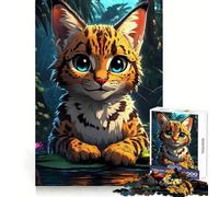 Puzzle de 1000 pièces pour Adultes : Chat de Dessin animé avec Grenouille dans la Jungle Exercice cognitif, Divertissement paisible, Bords Nets, pour Les fêtes (38x26cm)