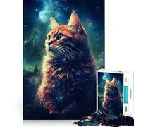 Puzzle de 1000 pièces pour Adultes Chat de Nuit et Voie lactée Découpe Parfaite Jeu de Concentration Amusant pour Un Moment de détente et de Plaisir Cadeau d'anniversaire ou de Loisir