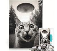 Puzzle de 1000 pièces pour Adultes Chat effrayé par Un OVNI, Jeu de réflexion, découpe de précision, Collection d'artistes, Beaux-Arts 50x75cm