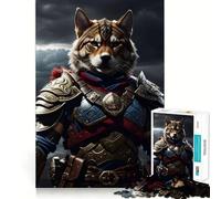 Puzzle de 1000 pièces pour Adultes Chat et Chien Guerrier Jeu de logique à pièces ajustées Idée Cadeau Amusante pour Un Anniversaire (50x75cm)