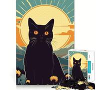 Puzzle de 1000 pièces pour Adultes,Chat et Fleur,découpe serrée,Jeu de réflexion Amusant,Loisir,activité d'anniversaire (38x52cm)