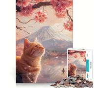 Puzzle de 1000 pièces pour Adultes,Chat et Fleurs de Cerisier,Jeu de précision et de logique pour Les articulations,idéal pour se détendre,Cadeau Artistique de Noël (50x75cm)