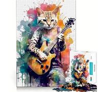 Puzzle de 1000 pièces pour Adultes Chat et Humain Peinture Pièces nettes et découpées Jeu de réflexion Moment de détente et de Divertissement Scène de Noël (50x75cm)