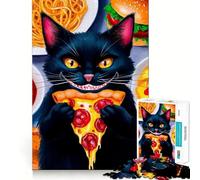 Puzzle de 1000 pièces pour Adultes Chat et Pizza Jeu de logique Amusant et Facile à Assembler Scène de Noël (50x75cm)