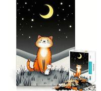 Puzzle de 1000 pièces pour Adultes Chat et Souris dans Le Ciel Nocturne,pièces aux découpes nettes,Jeu de réflexion,Moment de détente et de Divertissement,scène de Noël (50x75cm)