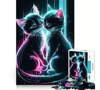 Puzzle de 1000 pièces pour Adultes Chat Galaxie Découpe serrée Jeu de réflexion Amusant et Stimulant Activité de Loisirs et d'anniversaire (38x52cm)