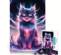 Puzzle de 1000 pièces pour Adultes Chat Galaxie Jeu de logique et d'ajustement précis Jouet Amusant Jeu Gratuit Cadeau d'anniversaire (50x75cm)
