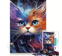 Puzzle de 1000 pièces pour Adultes Chat Galaxie Jeu de logique et d'ajustement précis Jouet Amusant Jeu Gratuit Cadeau d'anniversaire (38x52cm)