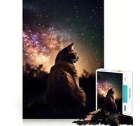 Puzzle de 1000 pièces pour Adultes Chat,Galaxie,Nature,Animal Décoration soignée,Exercice Mental,Jouet Amusant et décontracté pour Noël (38x26cm)