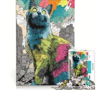 Puzzle de 1000 pièces pour Adultes Chat géant dans Un Paysage Urbain dévasté, Jeu éducatif, décompression intellectuelle, pour Les Joueurs 38x26cm