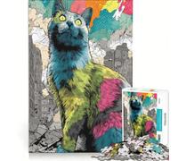 Puzzle de 1000 pièces pour Adultes Chat géant dans Un Paysage Urbain dévasté, Jeux de détente, pour s'amuser en Famille, Collection d'artistes, Beaux-Arts 38x52cm