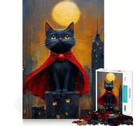 Puzzle de 1000 pièces pour Adultes Chat géant dans Un Paysage Urbain, Motif à Assembler pour stimuler la mémoire et Passer Un Moment agréable, liste de souhaits du Père Noël 50x75cm