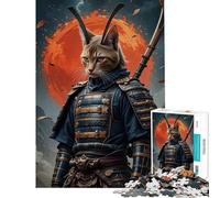 Puzzle de 1000 pièces pour Adultes Chat Guerrier samouraï avec épée Jeu Amusant à Faire à la Maison décoration Artistique et Pratique à partir de 14 Ans (38x52cm)