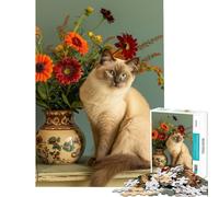 Puzzle de 1000 pièces pour Adultes Chat javanais Activités Amusantes à la Maison Jeu de Construction Difficile adapté aux Personnes de 14 Ans et Plus (50x75cm)