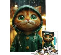 Puzzle de 1000 pièces pour Adultes Chat Mignon sous la Pluie Jeu de réflexion Stimulant et addictif pour cultiver la Patience Cadeau Amusant pour Femmes (Dimensions 38x26cm)