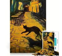 Puzzle de 1000 pièces pour Adultes Chat Noir dans Une Ruelle Jeu de logique et d'emboîtement Idée Cadeau d'anniversaire Amusante (50x75cm)