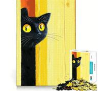 Puzzle de 1000 pièces pour Adultes Chat Noir Qui Jette Un Coup d'œil Décoration élégante et Facile à Entretenir,activité cérébrale Amusante,Moment de détente et de Loisirs,Cadeau Festif (38x26cm)
