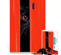 Puzzle de 1000 pièces pour Adultes Chat Noir Qui Jette Un Coup d'œil Décoration soignée,Jeu cognitif Amusant,Jeu de Paix,activité d'anniversaire (38x26cm)