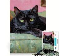 Puzzle de 1000 pièces pour Adultes Chat Noir sur canapé,Jeu de réflexion, pour se détendre et s'amuser Lors d'un Anniversaire (50x75cm)
