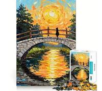 Puzzle de 1000 pièces pour Adultes Chat Noir sur Un Pont de Pierre Découpe précise Jeu Amusant et logique,Loisirs et Divertissement Illustration de Noël (50x75cm)