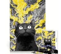 Puzzle de 1000 pièces pour Adultes Chat Noir surpris sur Fond Abstrait, Motif à Assembler pour stimuler la mémoire et Passer Un Moment agréable, liste de souhaits du Père Noël 50x75cm