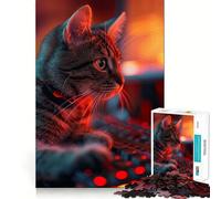 Puzzle de 1000 pièces pour Adultes Chat Paresseux Jeu de Construction aux Bords Fins Jeu cognitif et Relaxant Décoration Murale de Noël (50x75cm)