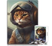 Puzzle de 1000 pièces pour Adultes - Chat Pilote de l'armée de l'air - Jeu éducatif - Activités familiales - Idée Cadeau pour Un Père Noël Secret - Dimensions : 38x52cm