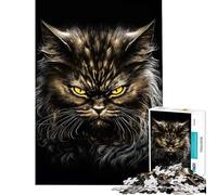 Puzzle de 1000 pièces pour Adultes Chat Pluffy Noir et Or Idée Cadeau Amusant à la Maison stimule la mémoire et Fait Travailler Les méninges À partir de 14 Ans (38x52cm)