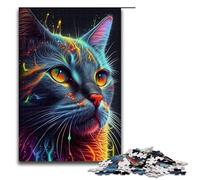 Puzzle de 1000 pièces pour Adultes Chat Pop Art Casse tête Animalier Cadeau de Noël ou d'anniversaire 75x50cm