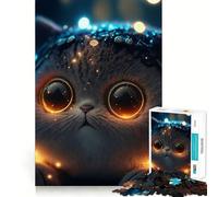 Puzzle de 1000 pièces pour Adultes Chat psychédélique dans l'espace Jeu de logique et d'ajustement précis Jouet Amusant Jeu Gratuit Cadeau d'anniversaire (38x52cm)