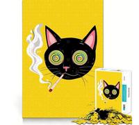 Puzzle de 1000 pièces pour Adultes Chat psychédélique Qui Fume Jeu de logique à pièces ajustées Idée Cadeau Amusante pour Un Anniversaire (38x52cm)