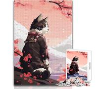 Puzzle de 1000 pièces pour Adultes - Chat Sakura - Art Pixel Japonais - Jeu intellectuel - Cadeau d'anniversaire idéal - Dimensions 38x26cm