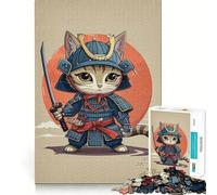 Puzzle de 1000 pièces pour Adultes Chat Samouraï Jeu Japonais précis et Amusant pour développer Son Esprit et Ses compétences mentales Idéal pour se détendre et Passer Un Moment agréable Cadeau