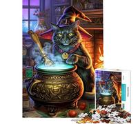 Puzzle de 1000 pièces pour Adultes Chat sorcière et Chaudron Un défi à relever pour Toute la Famille Décoration Murale À partir de 14 Ans Jeu de Puzzle proposé (38x52cm)