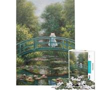 Puzzle de 1000 pièces pour Adultes Chat sur Le Pont du Tableau de Monet Jeu d'analyse et de logique Difficile et Stimulant (38x52cm)