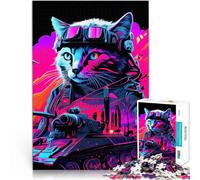 Puzzle de 1000 pièces pour Adultes Chat Synthwave Jouet éducatif d'apprentissage Chaque pièce est Unique - Jeu Familial Stimulant et Amusant 38x26cm